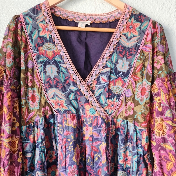 Sundance Bohemian Multicolor Floral Long Sleeve Dress - Picture 7 of 16